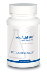 Folic Acid 800 (with B12) By Biotics Research Corporation 180 Tablets