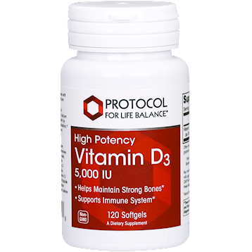 Natural D3 5000 IU by Protocol for Life Balance 120 softgels