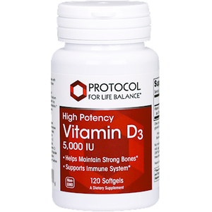 Natural D3 5000 IU by Protocol for Life Balance 120 softgels