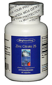 Zinc Citrate 25 mg by Allergy Research Group 60 Capsules