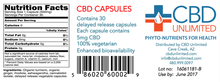 CBD Capsules by CBD Unlimited Hemp Oil 30 Vcaps 5mg CBD/Capsule ( Cannabinoids )