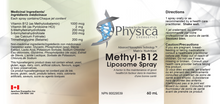 Methyl B-12 Liposome Spray by Physica Energetics 2 oz (60 ml)