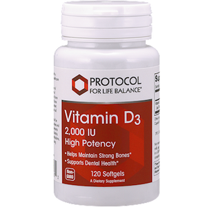 Vitamin D3 2000 IU by Protocol for Life Balance 120 softgels