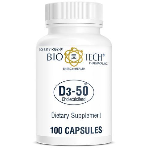 High Potency Vitamin D3 - D3 50,000 IU by Bio-Tech Pharmacal 100 capsules