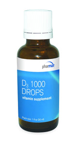 D3 1000 Drops - 1 fl oz (30 ml) By Pharmax